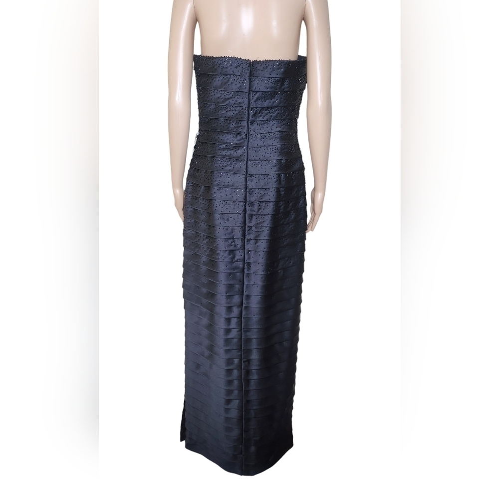 *Vintage Mon Cheri Evenings women's black satin beaded pleated formal dress 10 - Picture 5 of 8